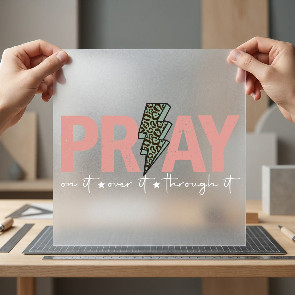 Pray Leopard Lightning Retro Christian Faith Ready to Press DTF Transfer for Dtf