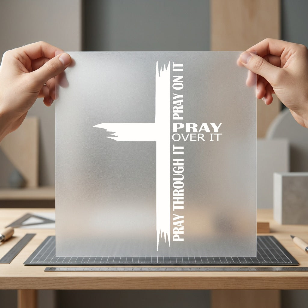 Pray Through Over Cross Christian Faith Ready to Press DTF Transfer for Dtf