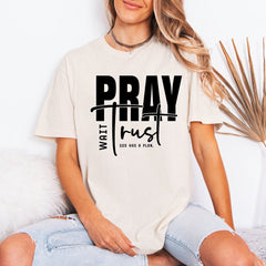 Pray Wait Trust | God's Plan Faith Tee - Luckets.com