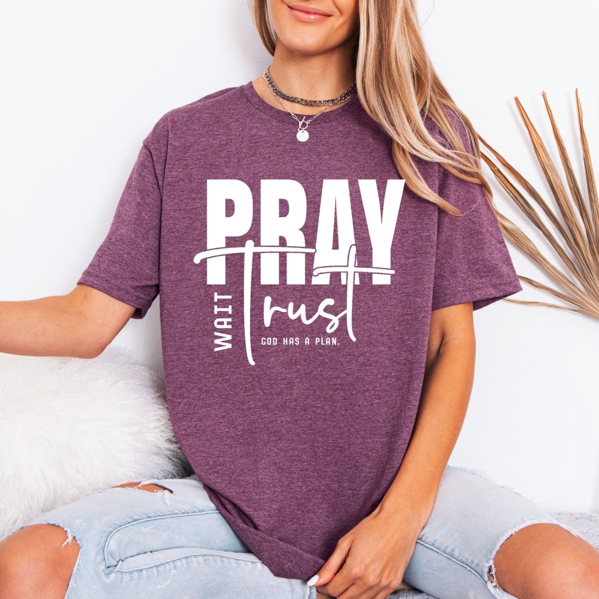Pray Wait Trust | God's Plan Faith Tee - Luckets.com