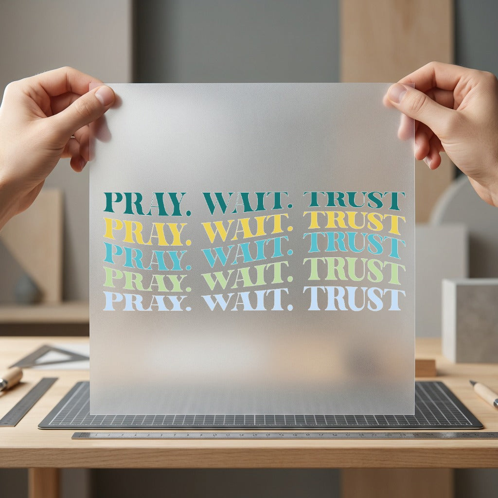 Pray Wait Trust Retro Christian Faith Ready to Press DTF Transfer for Dtf