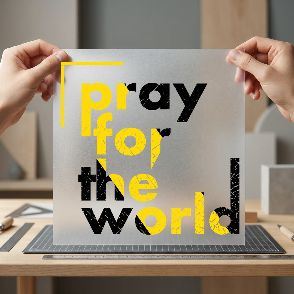Pray World Distressed Motivational Faith Prayer Ready to Press DTF Transfer for Dtf