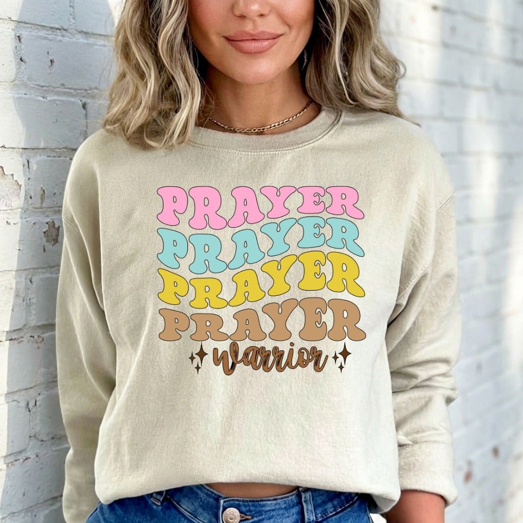 Prayer Warrior | Bold Faith & Retro Style Sweatshirt - Luckets.com