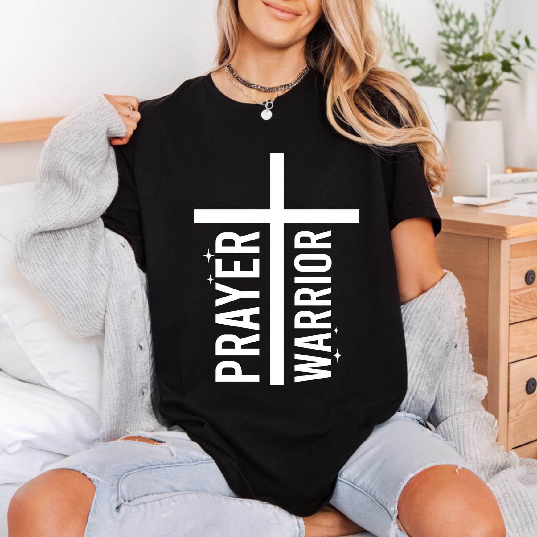 Prayer Warrior Cross Faith-inspired Christian Faith Ready to Press DTF Transfer for Dtf