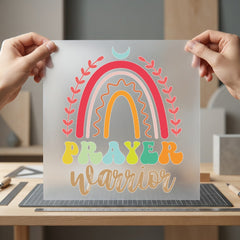 Prayer Warrior Rainbow Retro Christian Faith Ready to Press DTF Transfer for Dtf