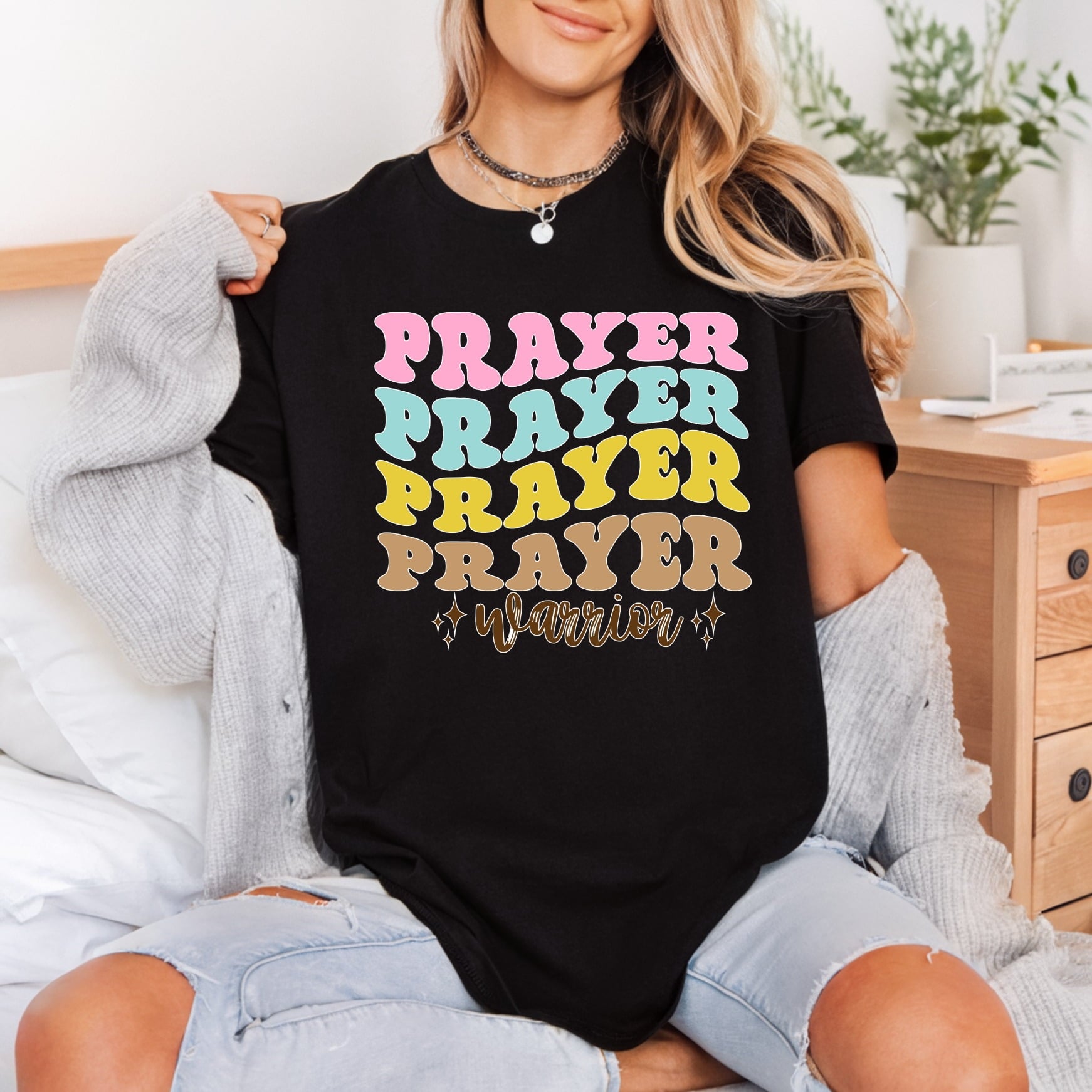 Prayer Warrior Retro Diy Christian Faith Ready to Press DTF Transfer for Dtf