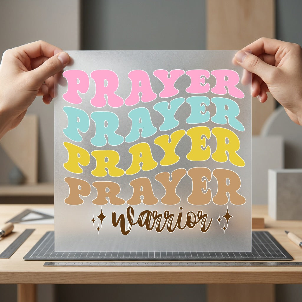 Prayer Warrior Retro Diy Christian Faith Ready to Press DTF Transfer for Dtf