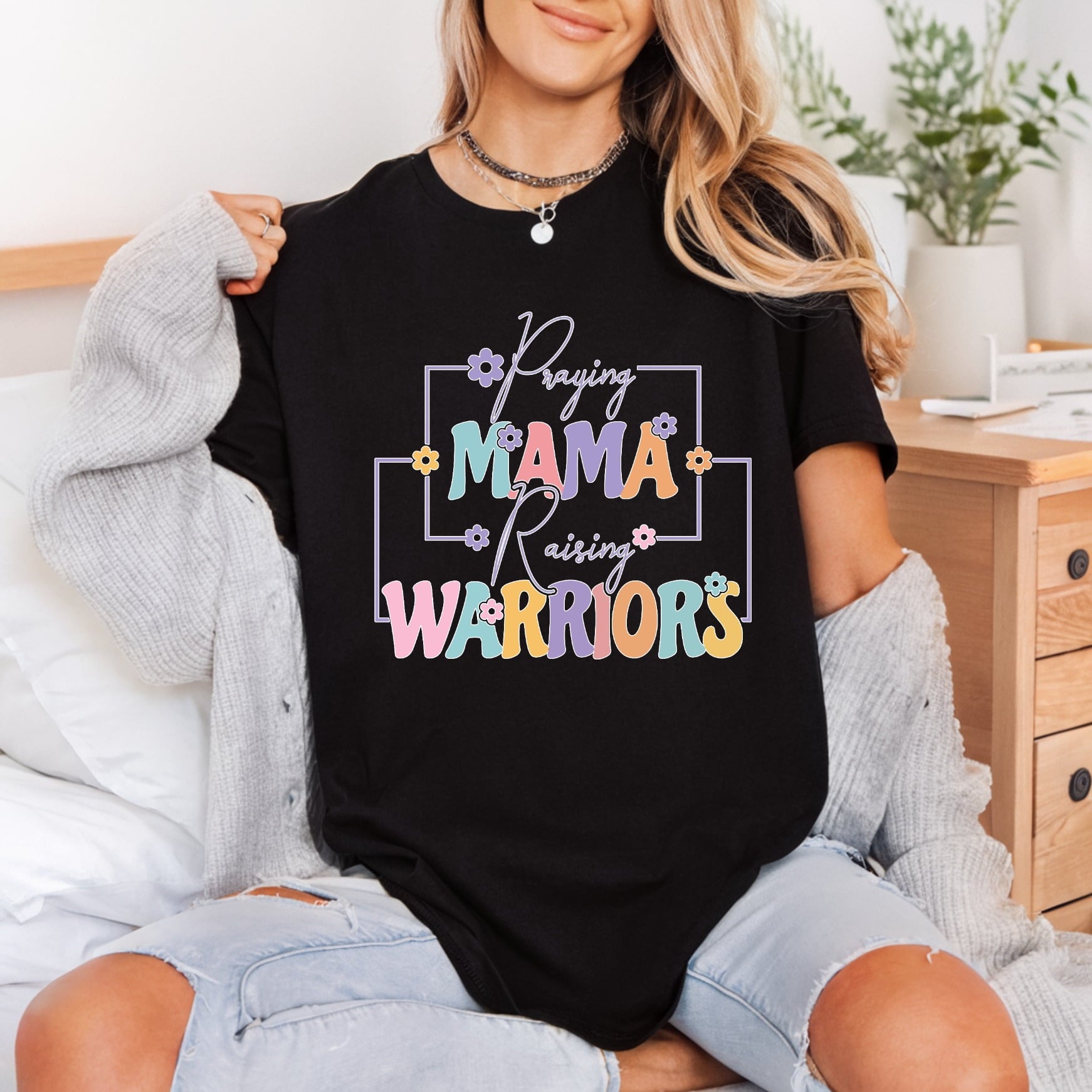Praying Mama Raising Warriors Faith Mom Ready to Press DTF Transfer for Dtf