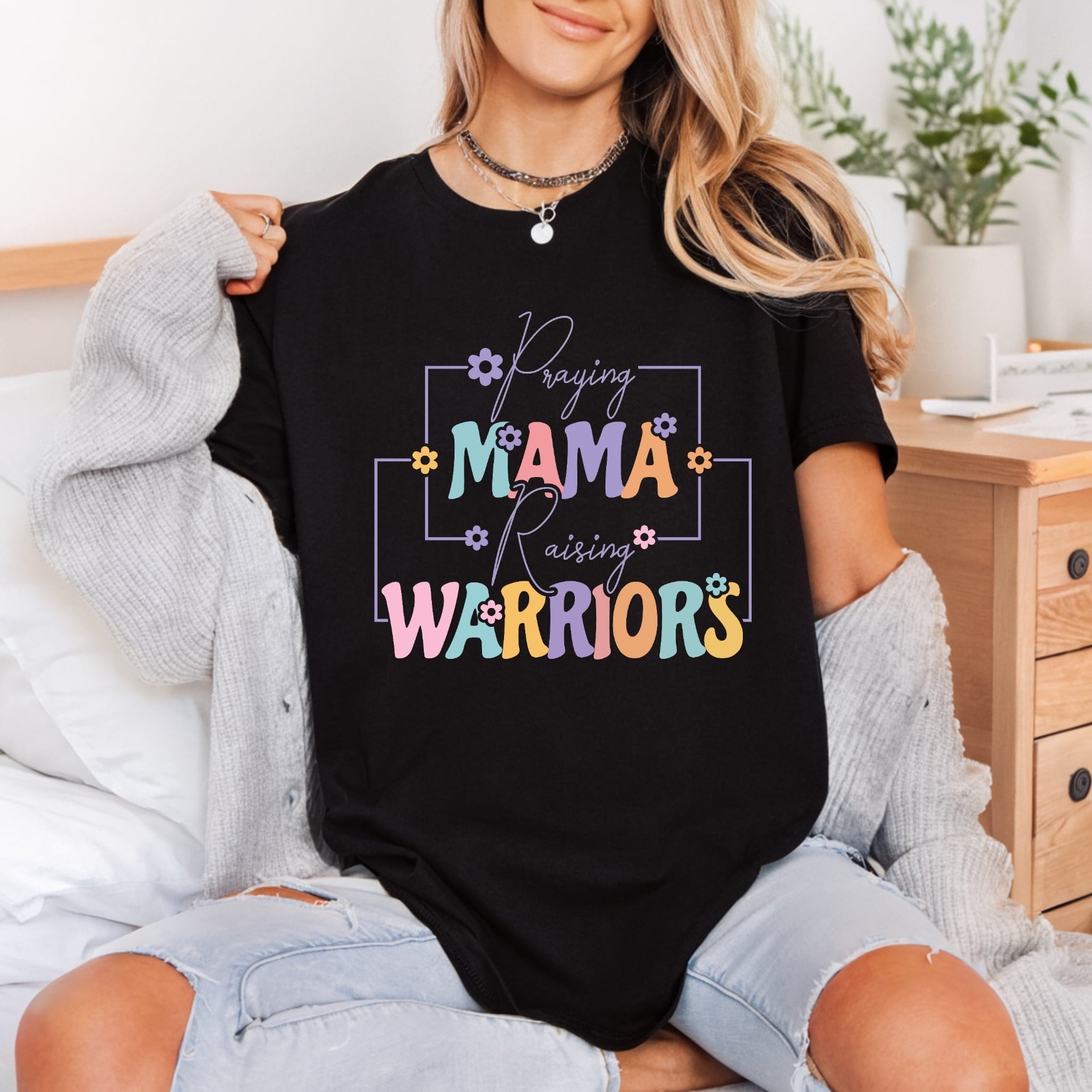 Praying Mama Raising Warriors Faith Prayer Ready to Press DTF Transfer for Dtf