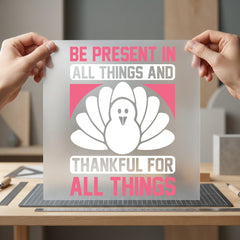 Present Thankful Turkey Thanksgiving Thanksgiving Fall Ready to Press DTF Transfer for Dtf