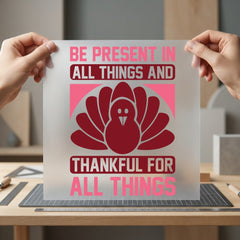 Present Thankful Turkey Thanksgiving Thanksgiving Fall Ready to Press DTF Transfer for Dtf