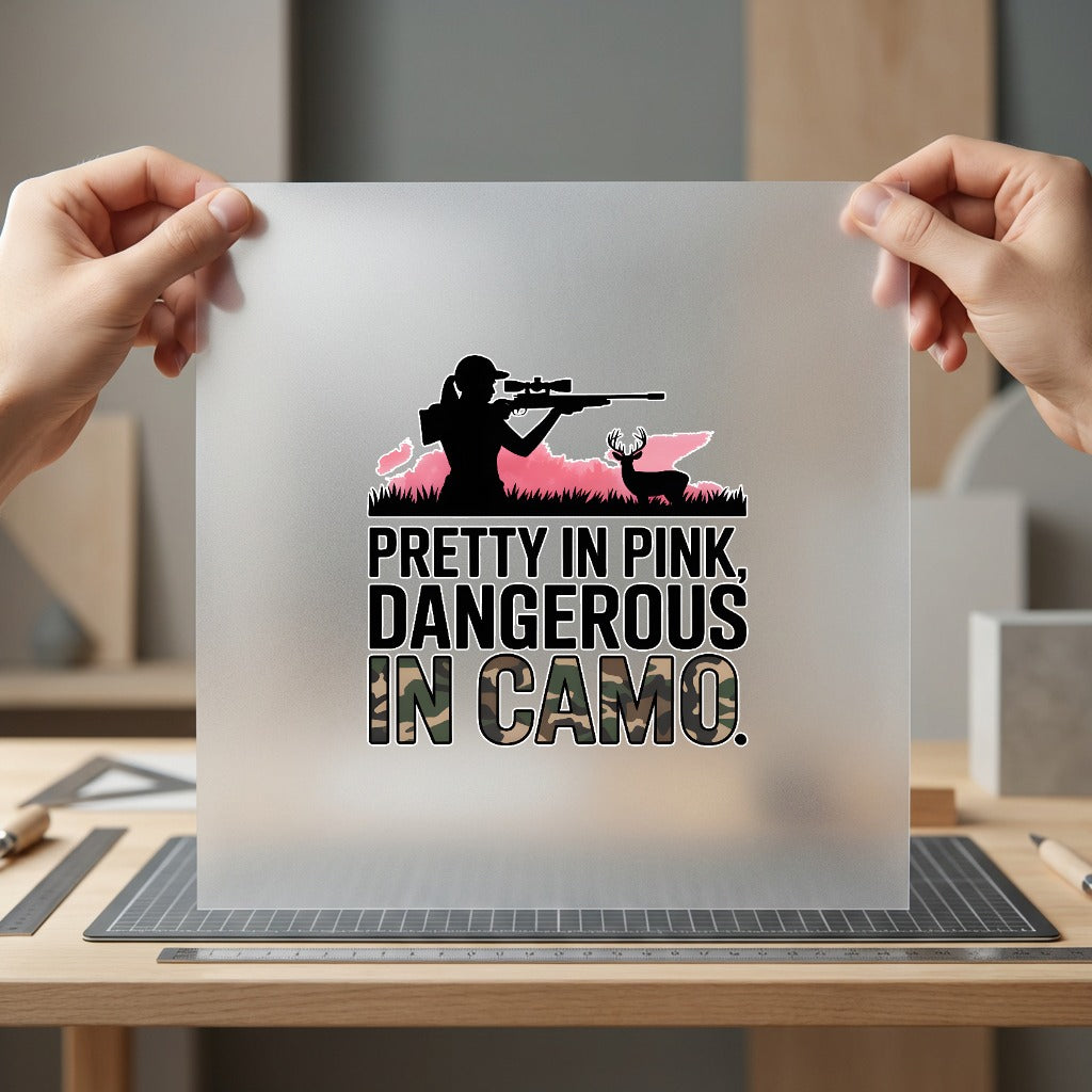 Pretty Pink Dangerous Camo Usa Country Ready to Press DTF Transfer for Dtf