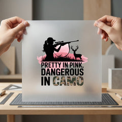Pretty Pink Dangerous Camo Usa Country Ready to Press DTF Transfer for Dtf
