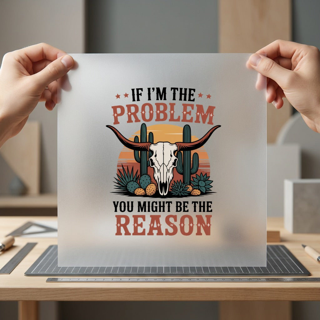 Problem Skull Western Diy Usa Vintage Ready to Press DTF Transfer for Dtf