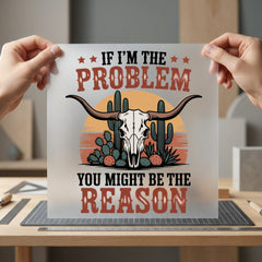 Problem Western Diy Usa Funny Ready to Press DTF Transfer for Dtf