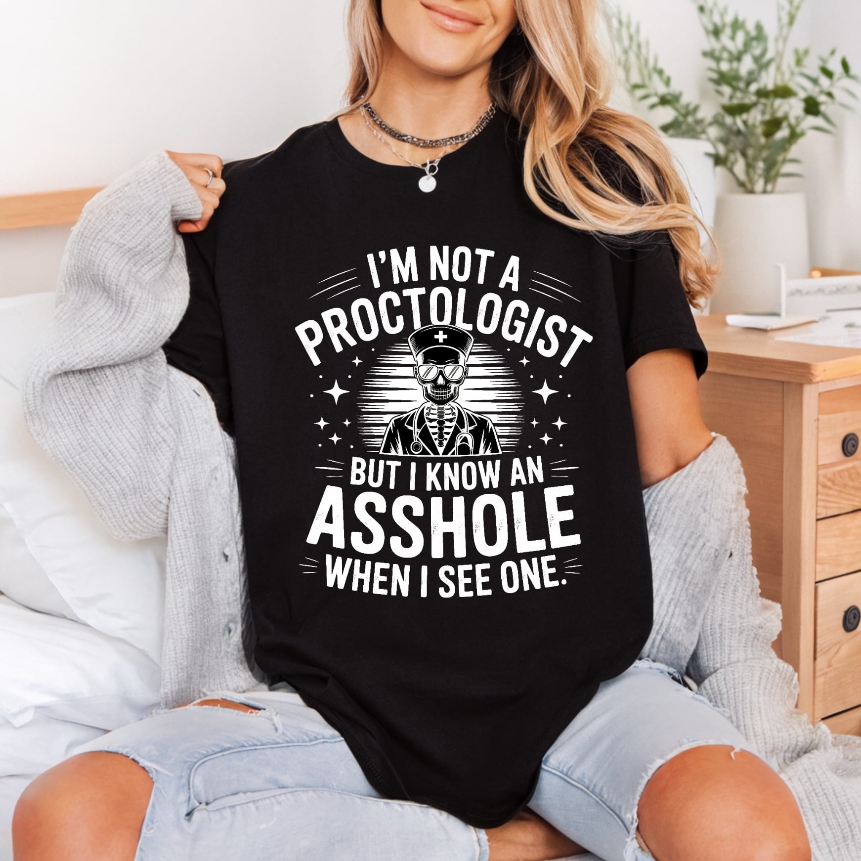 Proctologist Skeleton Nurse Funny Halloween Nurse Ready to Press DTF Transfer for Dtf