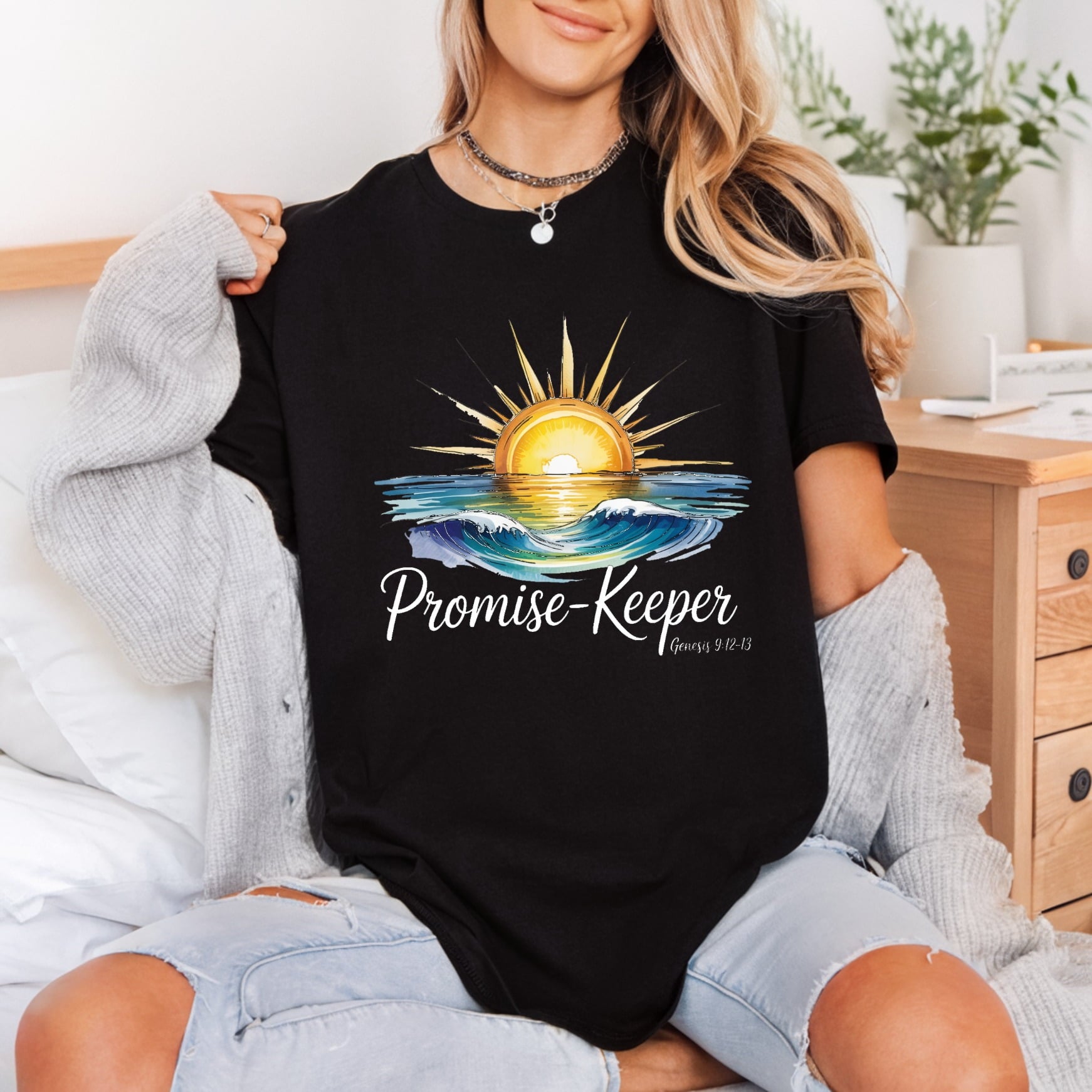 Promise Keeper Sunset Ocean Christian Faith Ready to Press DTF Transfer for Dtf