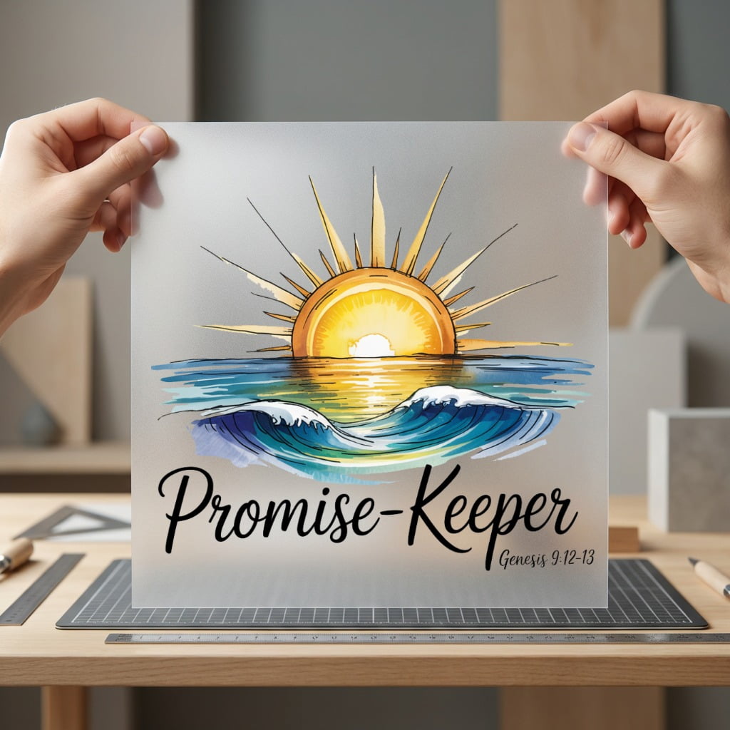 Promise Keeper Sunset Ocean Christian Faith Ready to Press DTF Transfer for Dtf