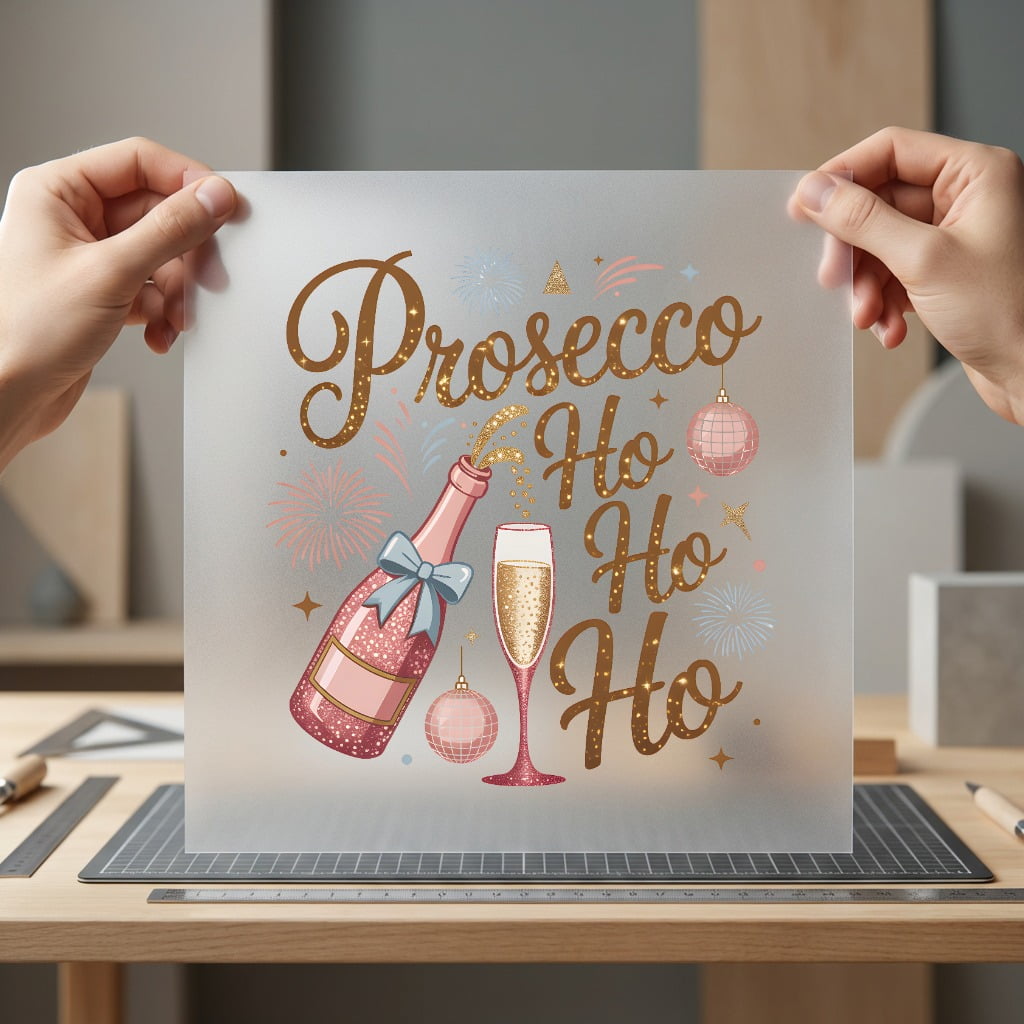 Prosecco Festive Christmas Diy Christmas Ready to Press DTF Transfer for Dtf
