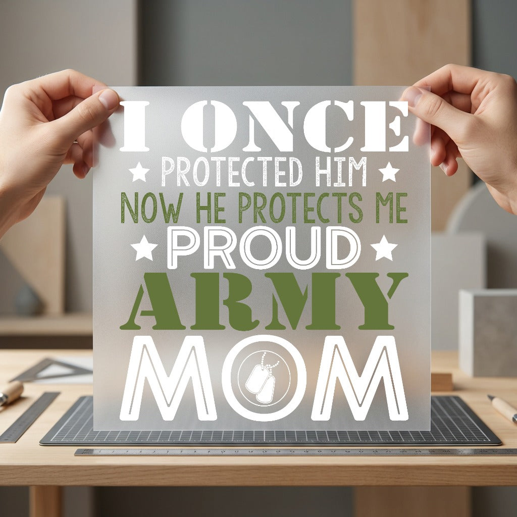 Proud Army Mom Military Patriotic Usa Ready to Press DTF Transfer for Dtf