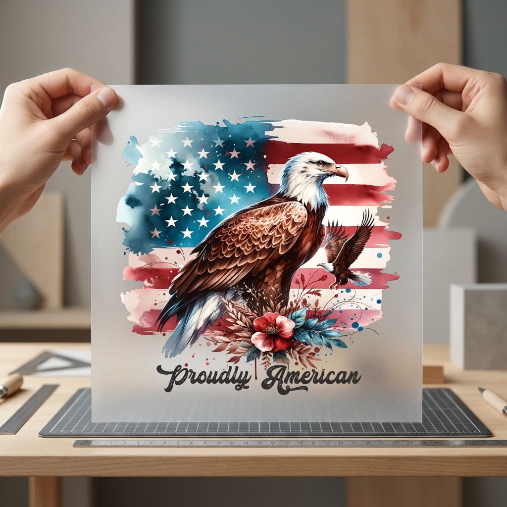 Proudly American Eagle Watercolor 4th Of July Patriotic Ready to Press DTF Transfer for Dtf