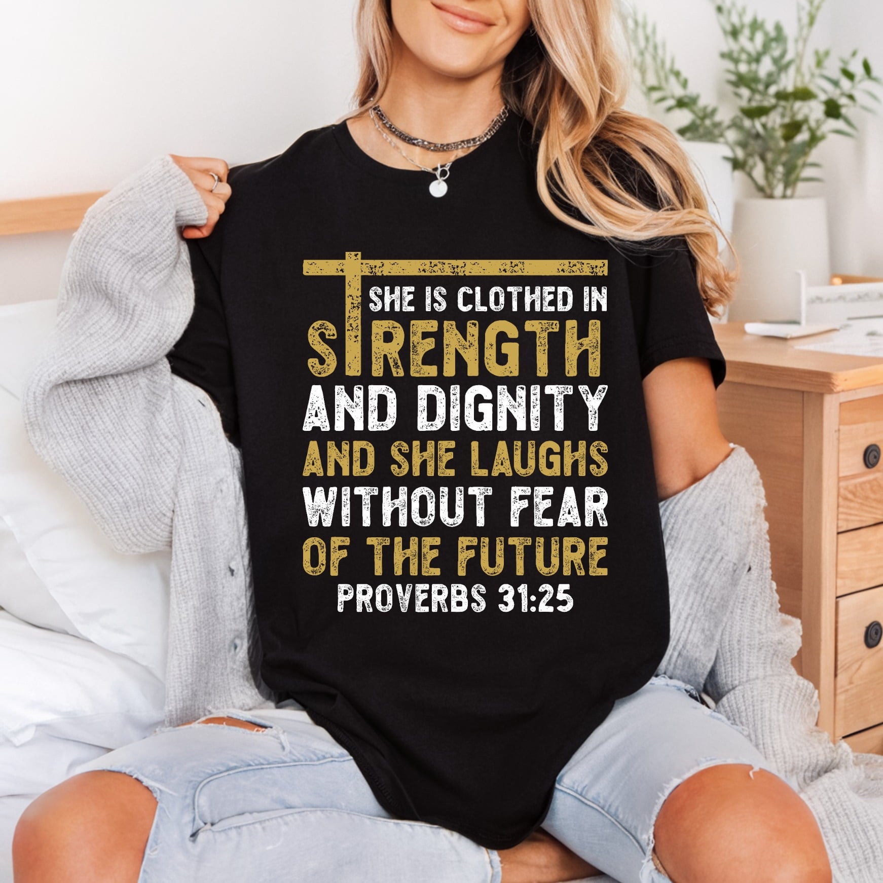 Proverbs Strength Dignity Faith-based Christian Faith Ready to Press DTF Transfer for Dtf