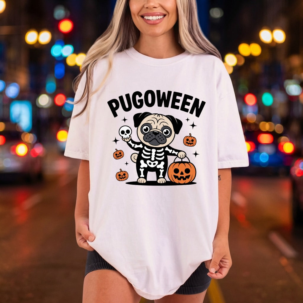 Pugoween Skeleton Pug Spooky Halloween Mom Ready to Press DTF Transfer for Dtf