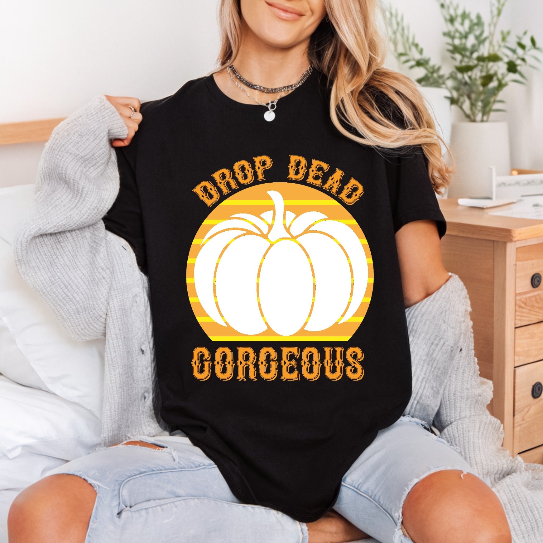 Pumpkin Drop Dead Gorgeous Halloween Vintage Ready to Press DTF Transfer for Dtf