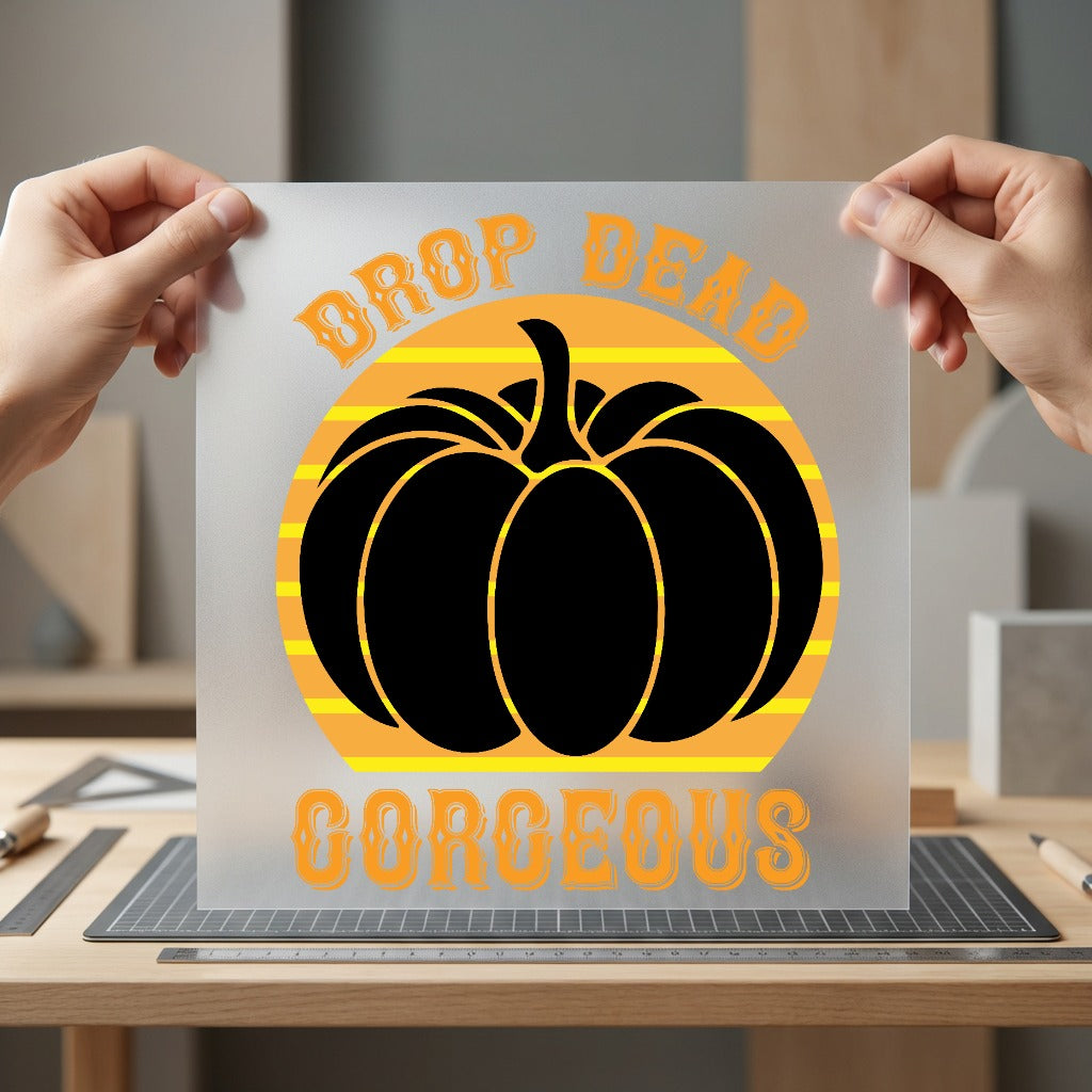 Pumpkin Drop Dead Gorgeous Halloween Vintage Ready to Press DTF Transfer for Dtf