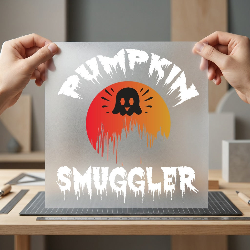 Pumpkin Smuggler Ghost Spooky Halloween Funny Ready to Press DTF Transfer for Dtf