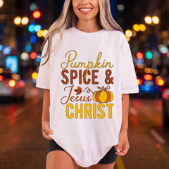 Pumpkin Spice Jesus Christ Christian Faith Ready to Press DTF Transfer for Dtf