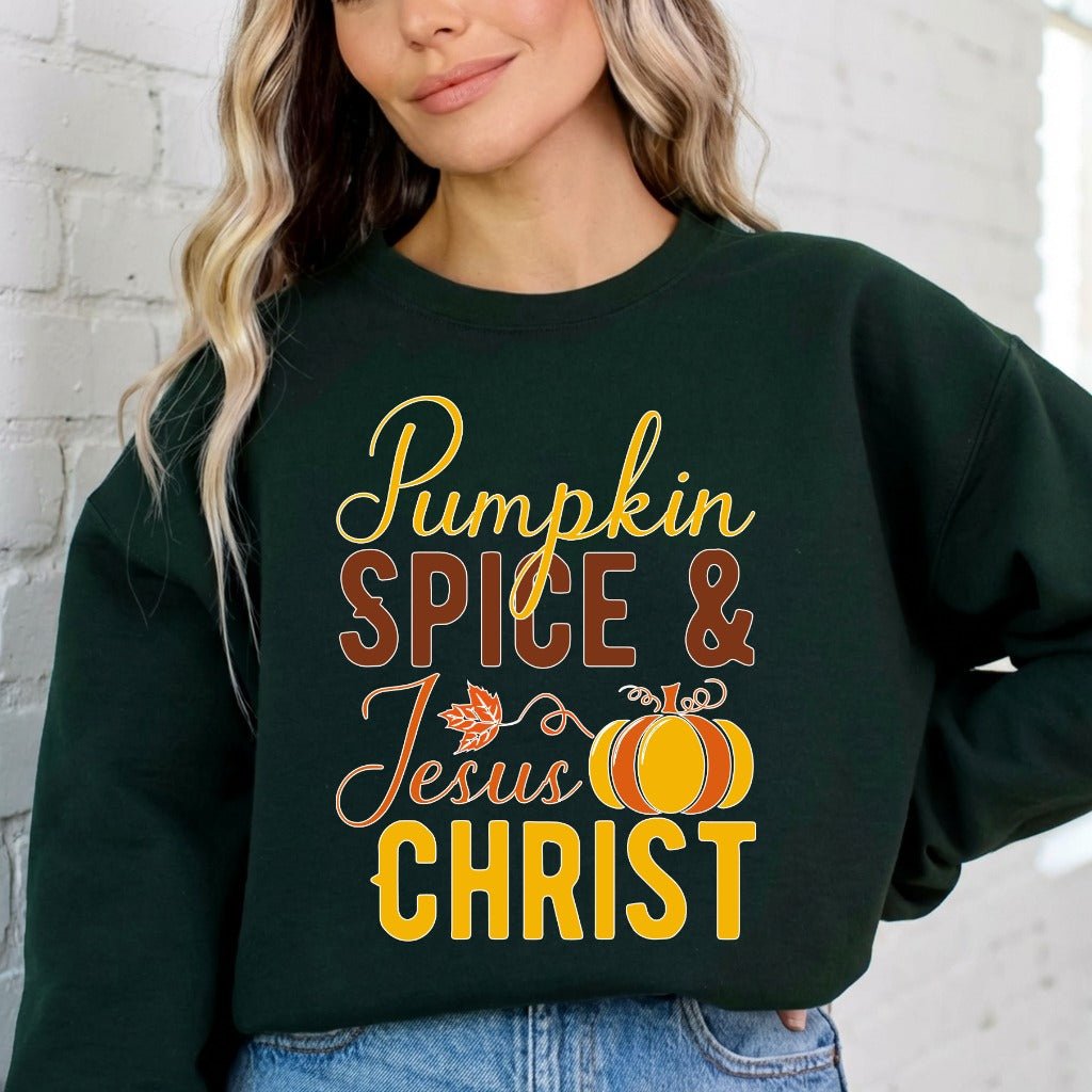 Pumpkin Spice & Jesus Christ | Fall Faith & Comfort Sweatshirt - Luckets.com