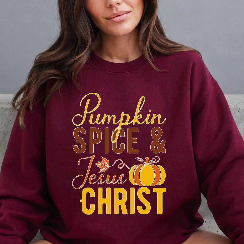Pumpkin Spice & Jesus Christ | Fall Faith & Comfort Sweatshirt - Luckets.com