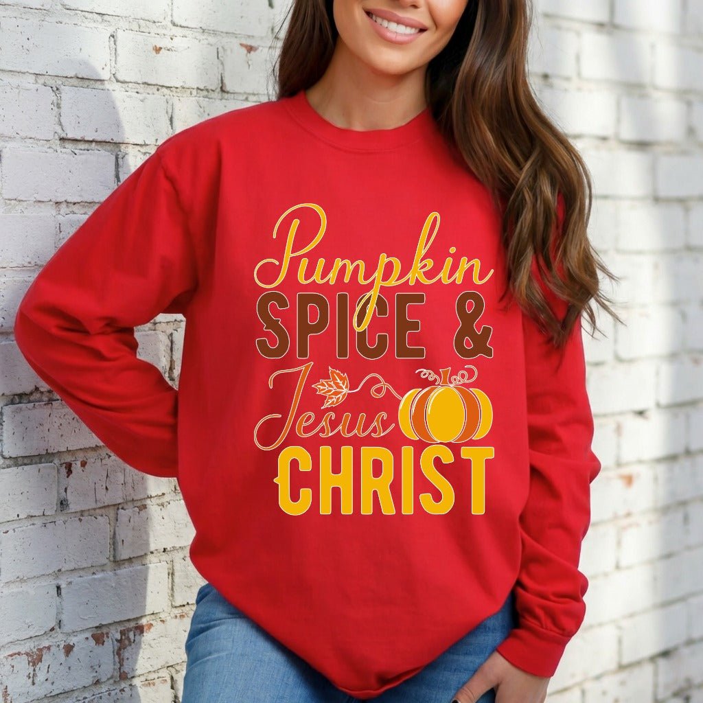 Pumpkin Spice & Jesus Christ | Fall Faith & Comfort Sweatshirt - Luckets.com