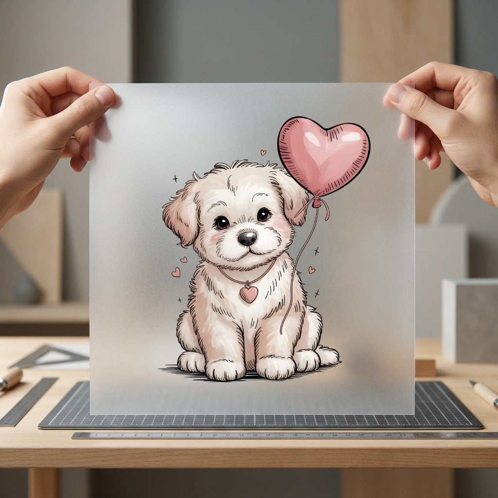Puppy Heart Balloon Valentine Valentine Mom Ready to Press DTF Transfer for Dtf