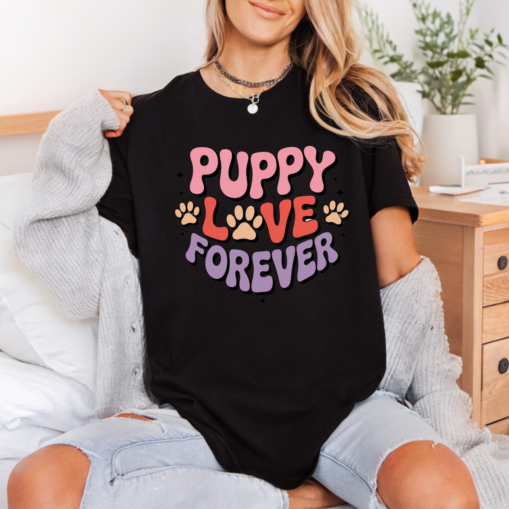 Puppy Love Forever Retro Valentine Mom Ready to Press DTF Transfer for Dtf