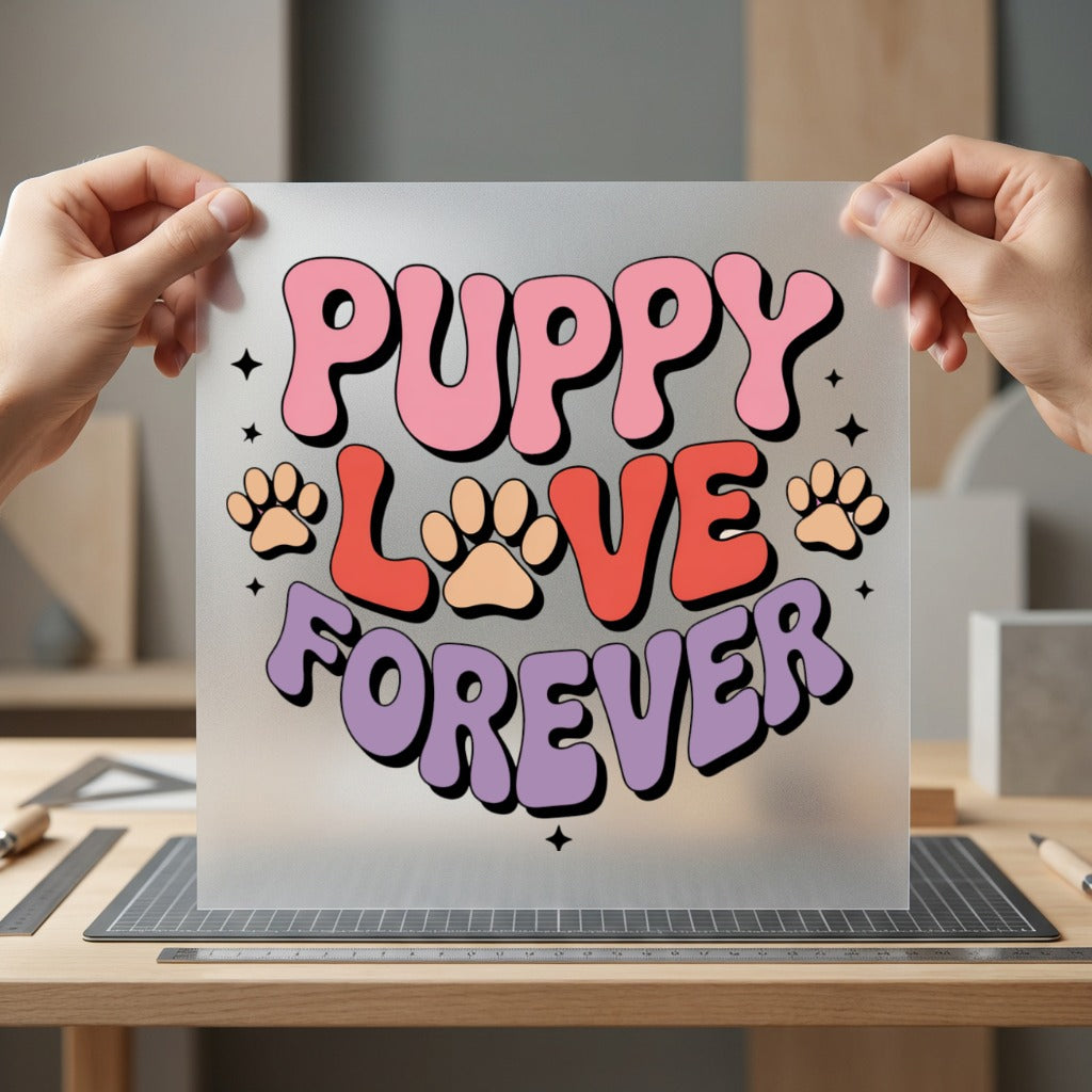 Puppy Love Forever Retro Valentine Mom Ready to Press DTF Transfer for Dtf