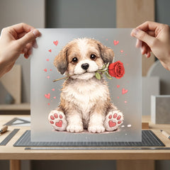 Puppy Rose Hearts Valentine Valentine Mom Ready to Press DTF Transfer for Dtf