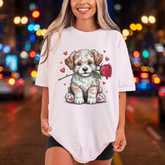 Puppy Rose Valentine Diy Valentine Ready to Press DTF Transfer for Dtf