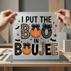 Put Boo Boujee Halloween Halloween Leopard Ready to Press DTF Transfer for Dtf