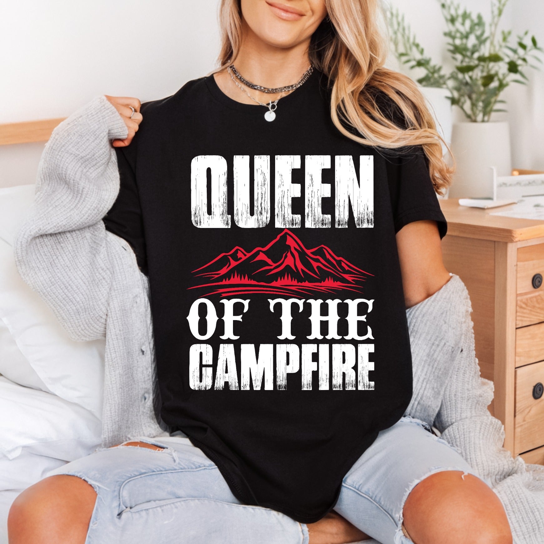 Queen Campfire Camp Life Mom Camping Ready to Press DTF Transfer for Dtf