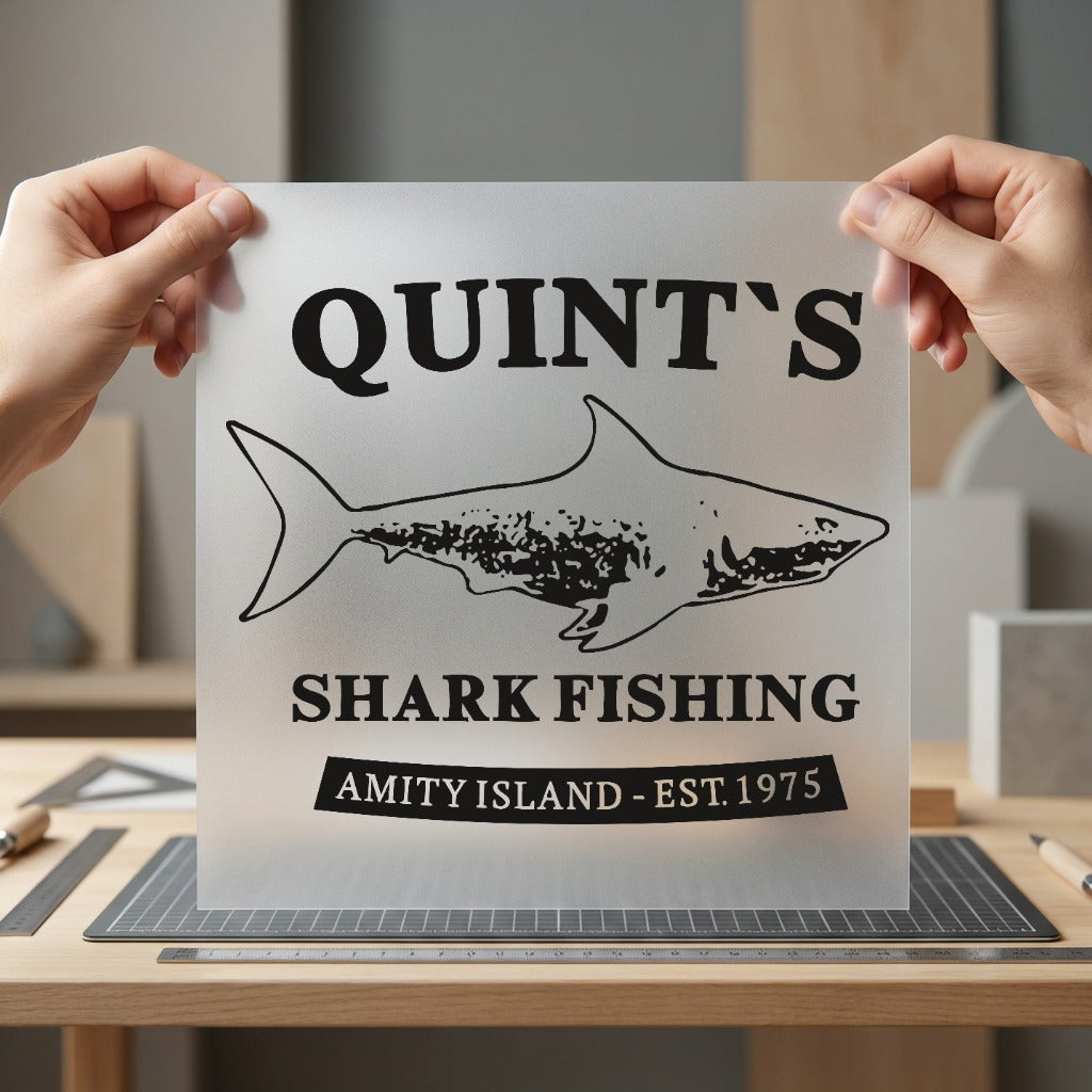 Quint Shark Fishing Retro Vintage Retro Ready to Press DTF Transfer for Dtf