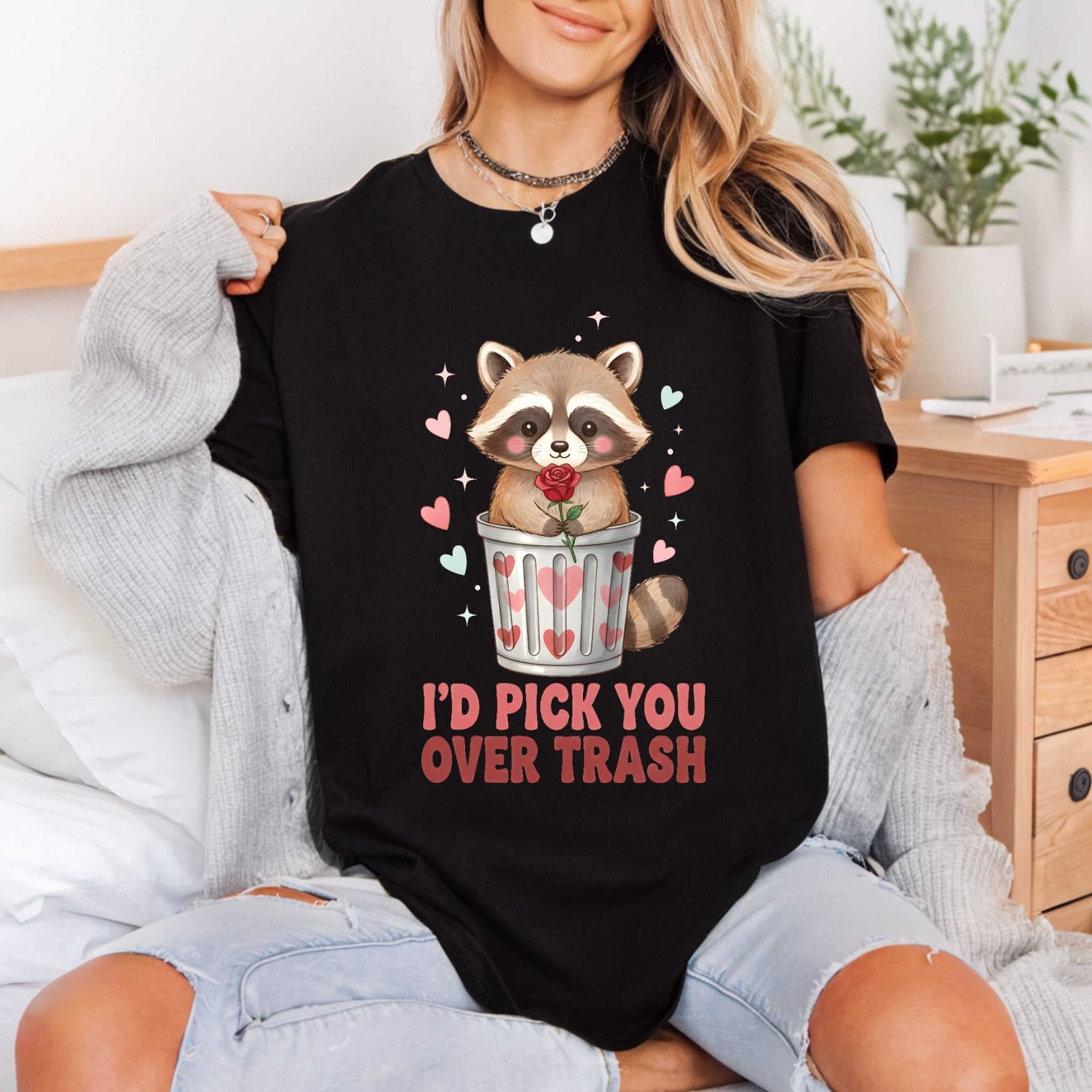 Raccoon Trash Can Funny Valentine Funny Ready to Press DTF Transfer for Dtf