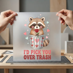 Raccoon Trash Can Funny Valentine Funny Ready to Press DTF Transfer for Dtf