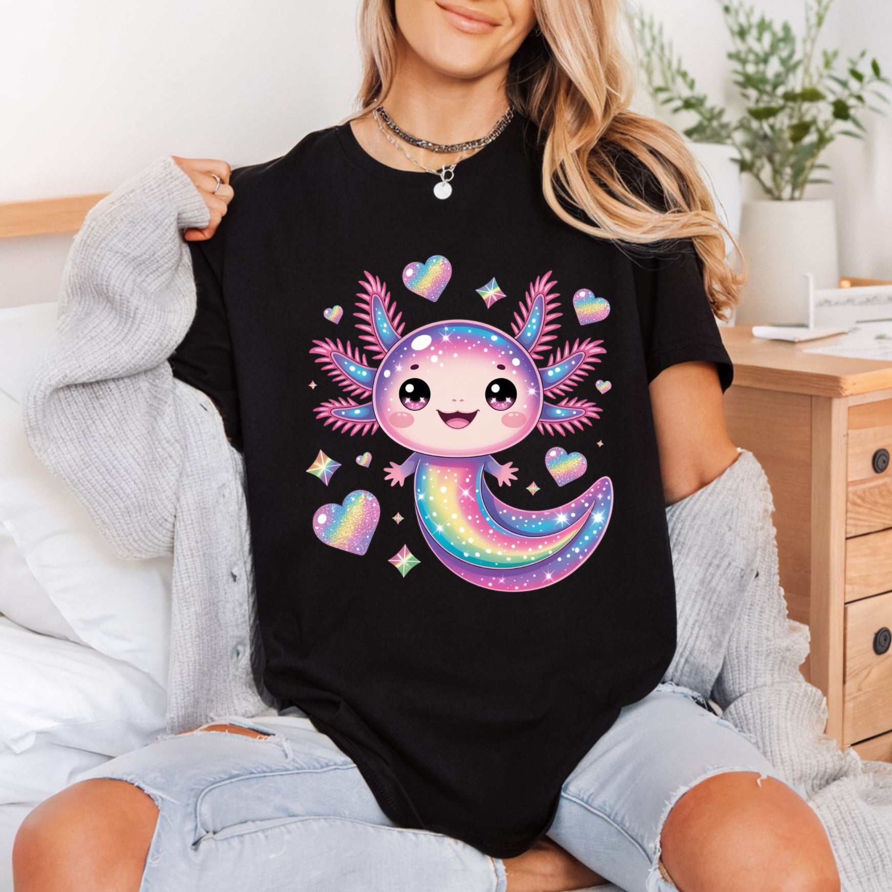 Rainbow Axolotl Kawaii Diy Aesthetic Pet Ready to Press DTF Transfer for Dtf