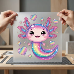 Rainbow Axolotl Kawaii Diy Aesthetic Pet Ready to Press DTF Transfer for Dtf