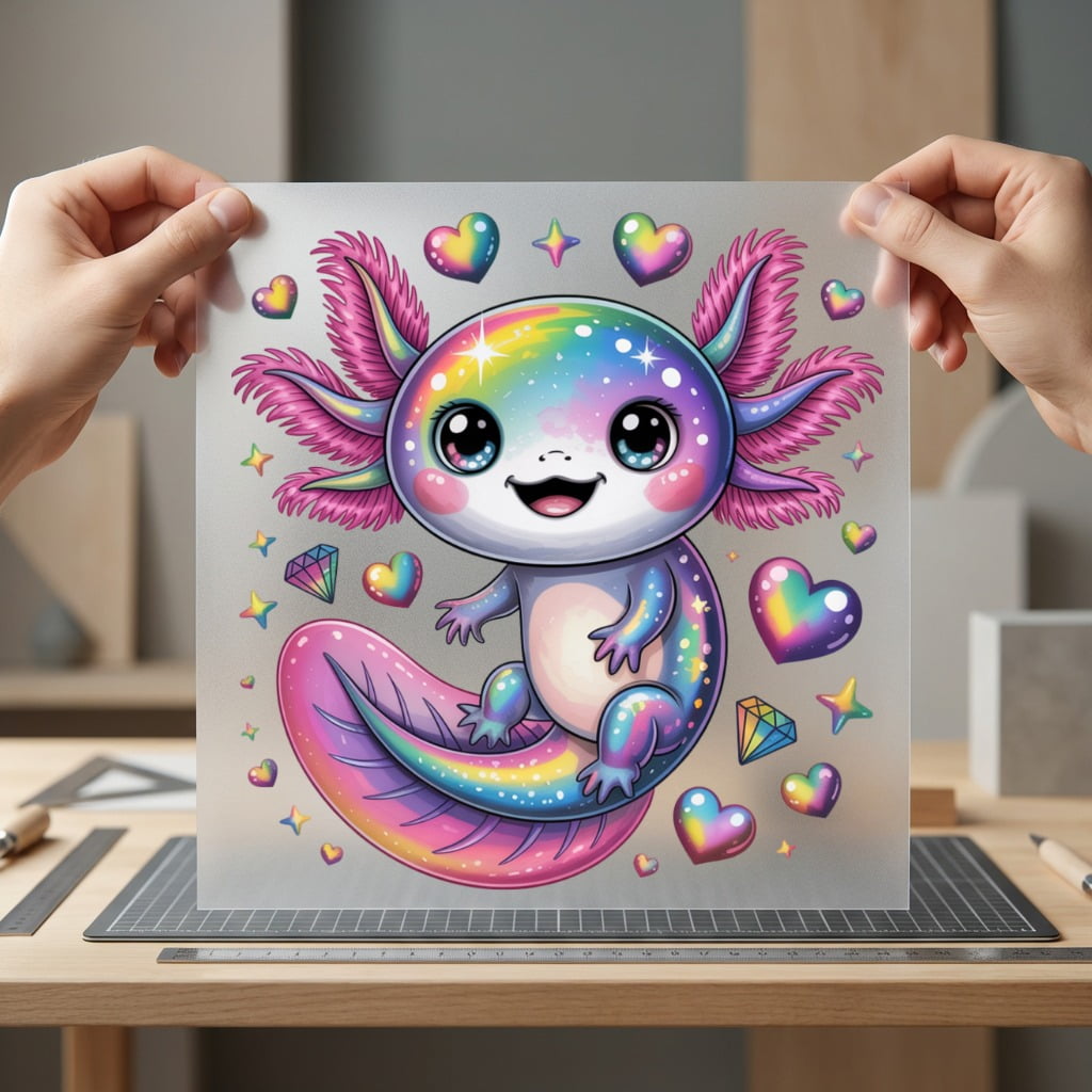 Rainbow Axolotl Kawaii Diy Aesthetic Ready to Press DTF Transfer for Dtf