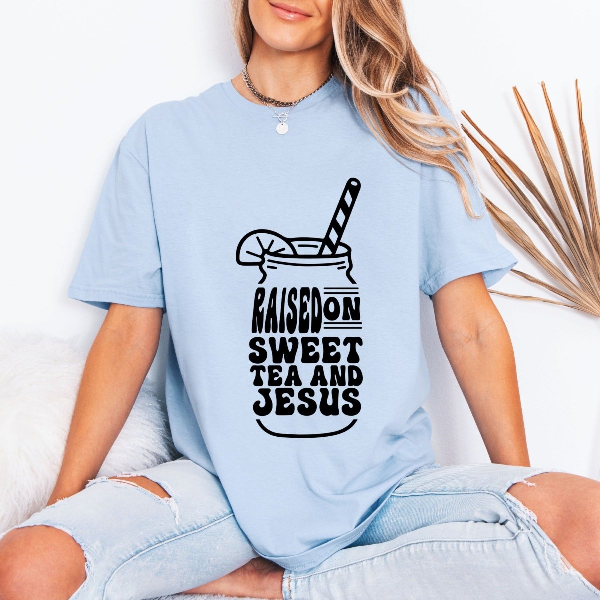 Raised On Sweet Tea & Jesus | Southern Faith Tee - Luckets.com