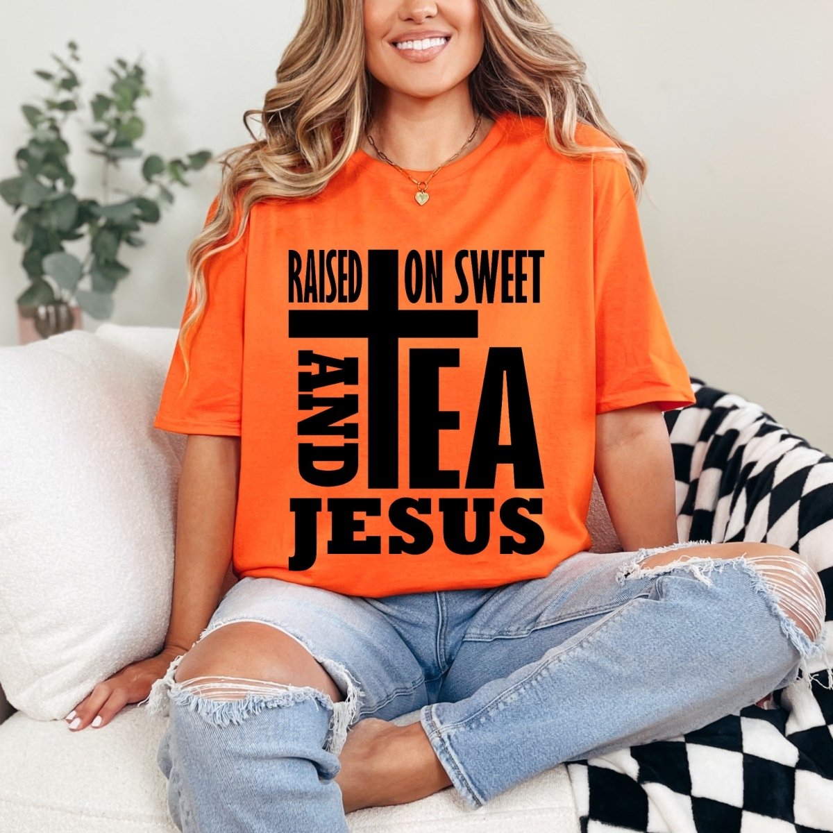 Raised On Sweet Tea & Jesus | Southern Faith Tee - Luckets.com