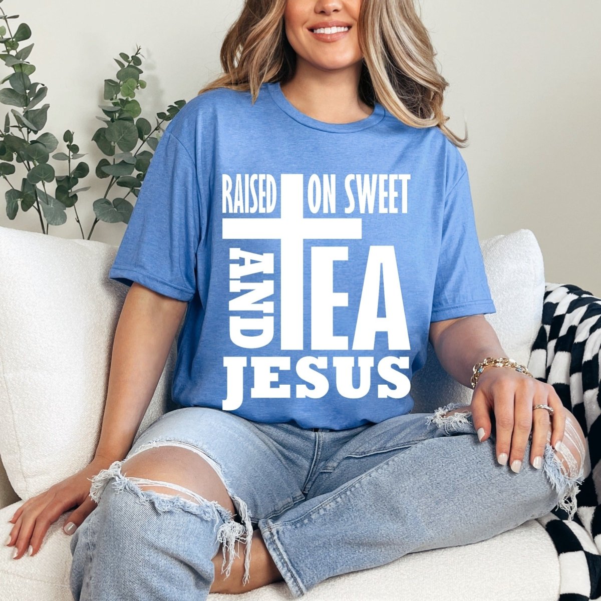 Raised On Sweet Tea & Jesus | Southern Faith Tee - Luckets.com
